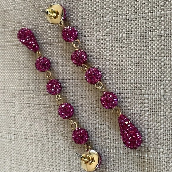 Valentine’s Gift Women Earring Deep Pink Drop Down Ear Jewelry - Picture 8 of 12